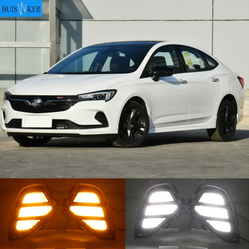 2Pcs LED Daytime Running Light White Driving Yellow Turn signal Light Blue Night Fog Lamp For Buick Verano 2020