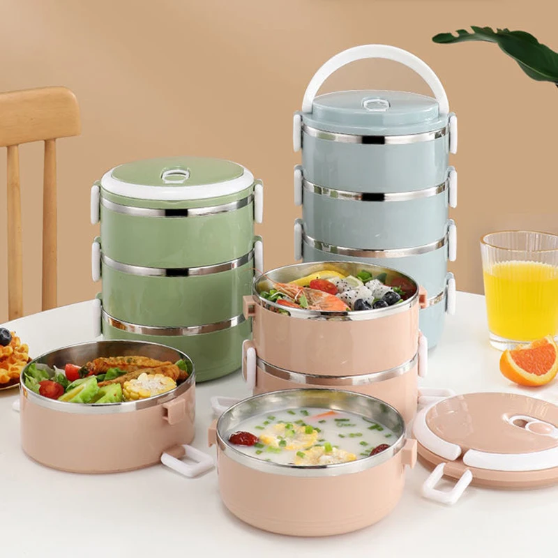 

Stainless Steel Insulated Lunch Box Portable Multi-Layer Leak-Proof Vegetable Barrel Picnic School Bento Kitchen Food Container