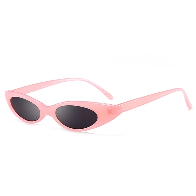 2021 Skinny Narrow Cat Eye Sunglasses Women Vintage Small RED Pink Drop Frame Retro Tiny Oval Sun Glasses Shades 592B