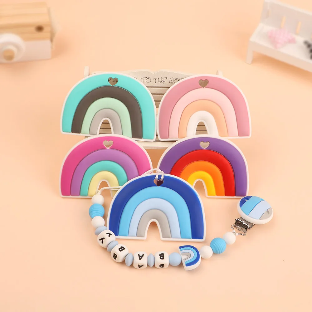 Kovict Rainbow Silicone Beads/Pendant/Clip For Jewelry Making Food Grade DIY Necklace Pacifier Chain Accessories