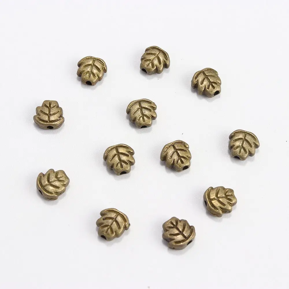 100 stücke Tibetischen Silber Blatt Spacer Lose Metall Perlen Für Schmuck Handmaking Diy Armband Halskette Perlen Zubehör Großhandel – Detail 2