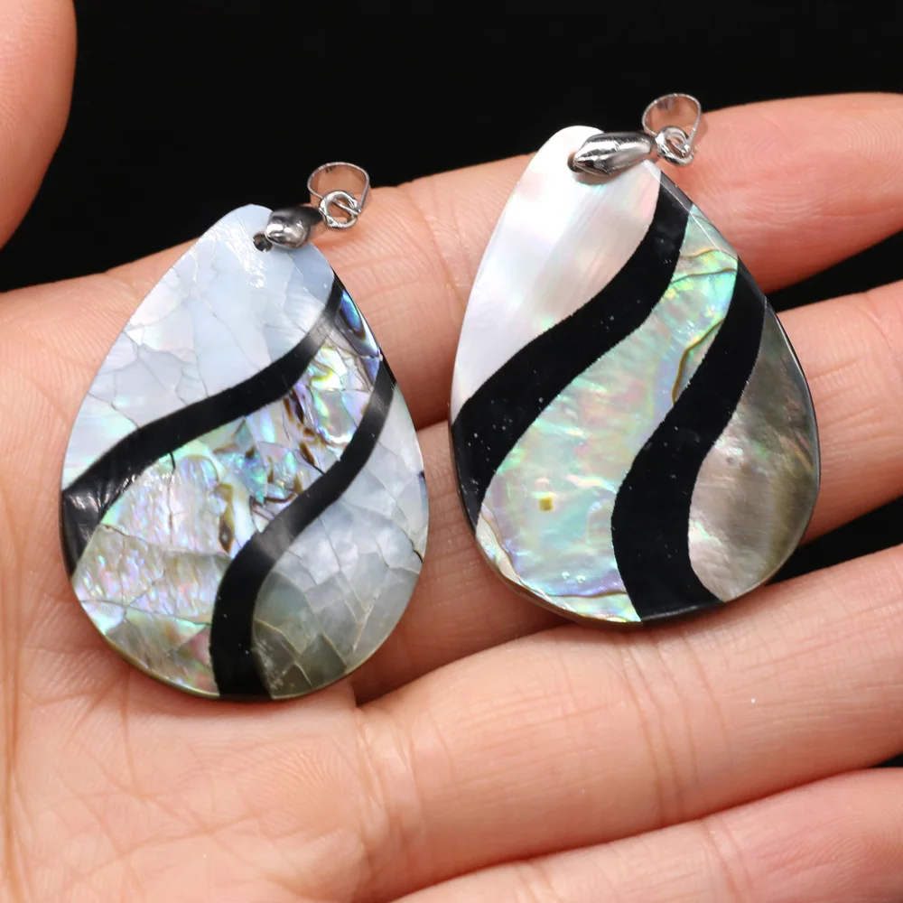 Natural Shell Pendant Mother of Pearl Splicing Abalone Shell Exquisite charms For jewelry making DIY Necklace accessories50X30mm