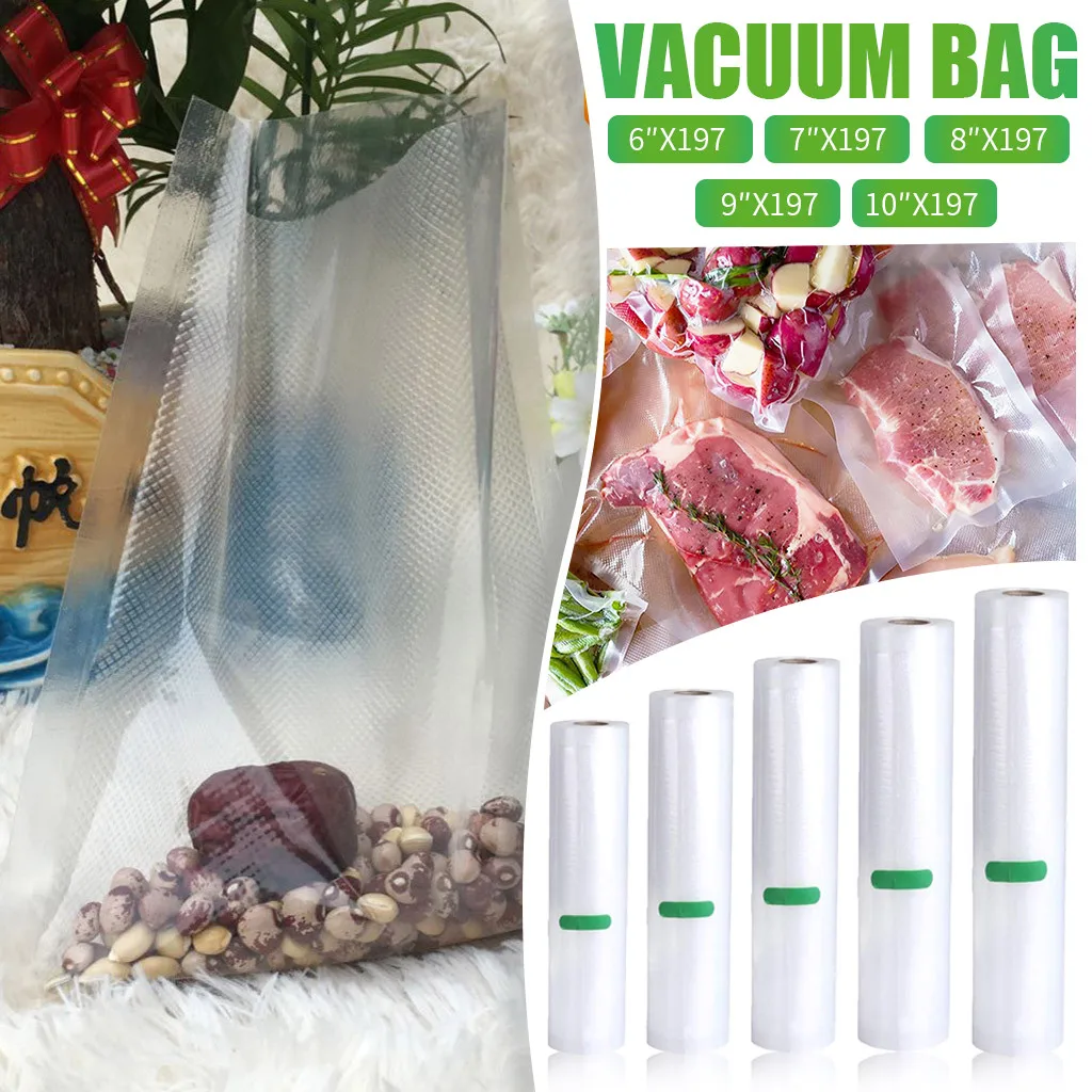 Saingace Vacuum Bag Kitchen Cooked Food Storage Packaging Bag specifications Kitchen Sealer Food Fruit Veg Fresh Storage Bag New