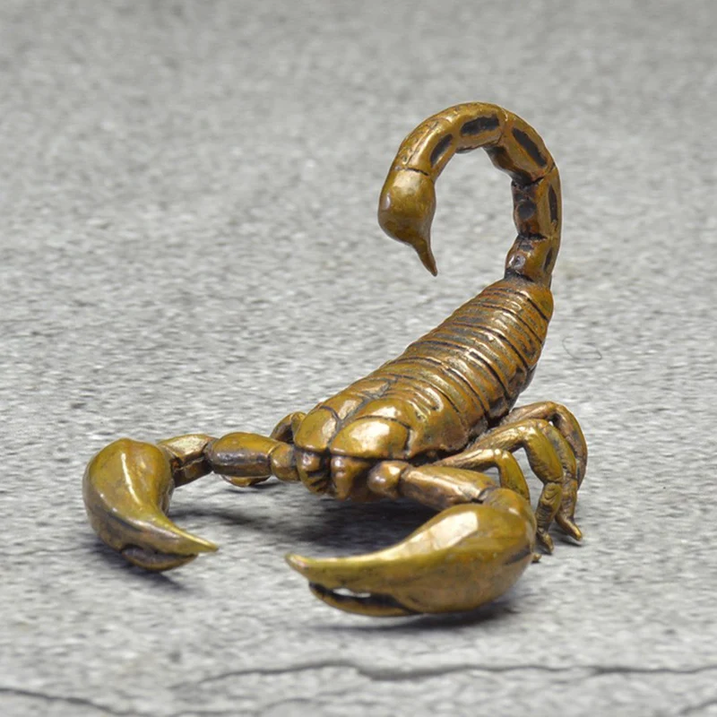 Chinese Classical Copper Scorpion Ornament Animal Figurines Miniatures Tea Pet Vintage Brass Crafts Desk Decorations Accessories