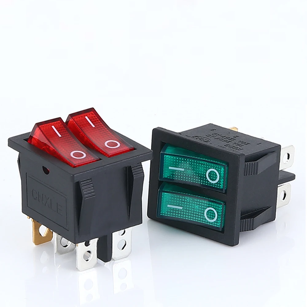 KCD8 6PIN Rocker Switch Power Switch Duplex ON-OFF 2Position 6 Pins With Light 16A 250VAC/ 20A 125VAC