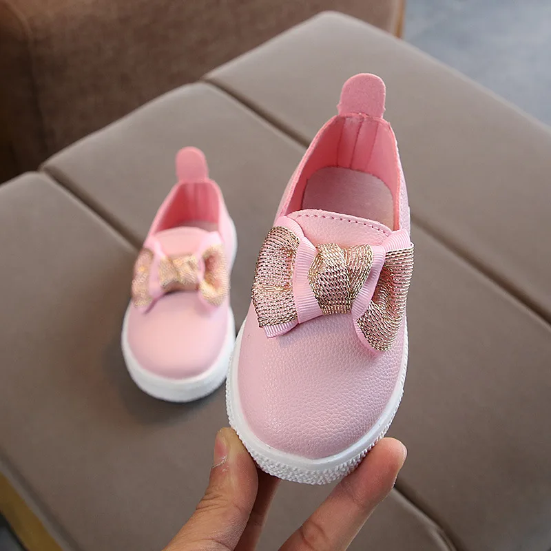 Baby Girl Fashion Bow Spring Autumn Casual Shoes Children 2020 Princess Pu Leather Sport Toddler Kids Sneakers 1 2 3 4 5 6 Year