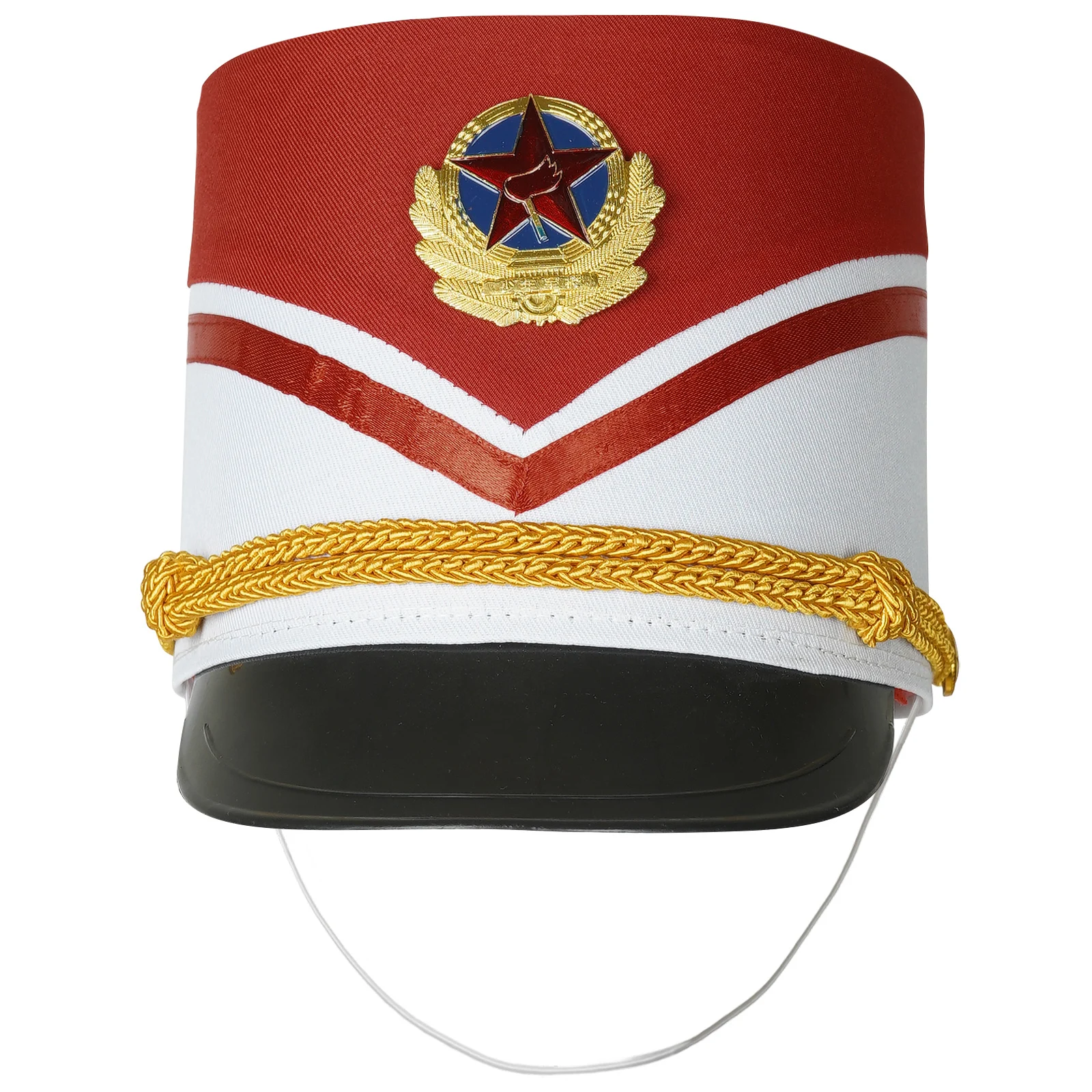 Military Hat Children Stylish Drum Band Hat Adult Halloween Cosplay Brass Band Honor Guard Flag-Raiser Hat Novelties Soldier Hat