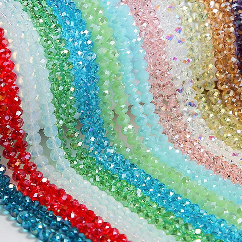 1 strand colorful transparent shiny AB crystal rondelle glass faceted beads for jewelry making jewelry diy accessorice