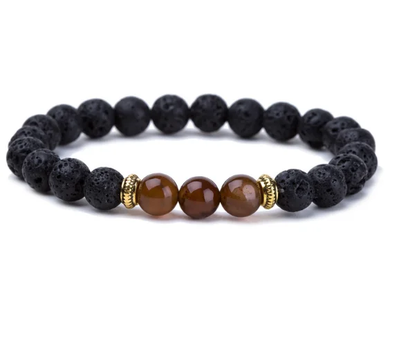 black 8mm Punk multicolor Agate beads Chakra Reiki Buddha Yoga Bracelet elastic adjustable Volcanic Stone Bangles ryg32