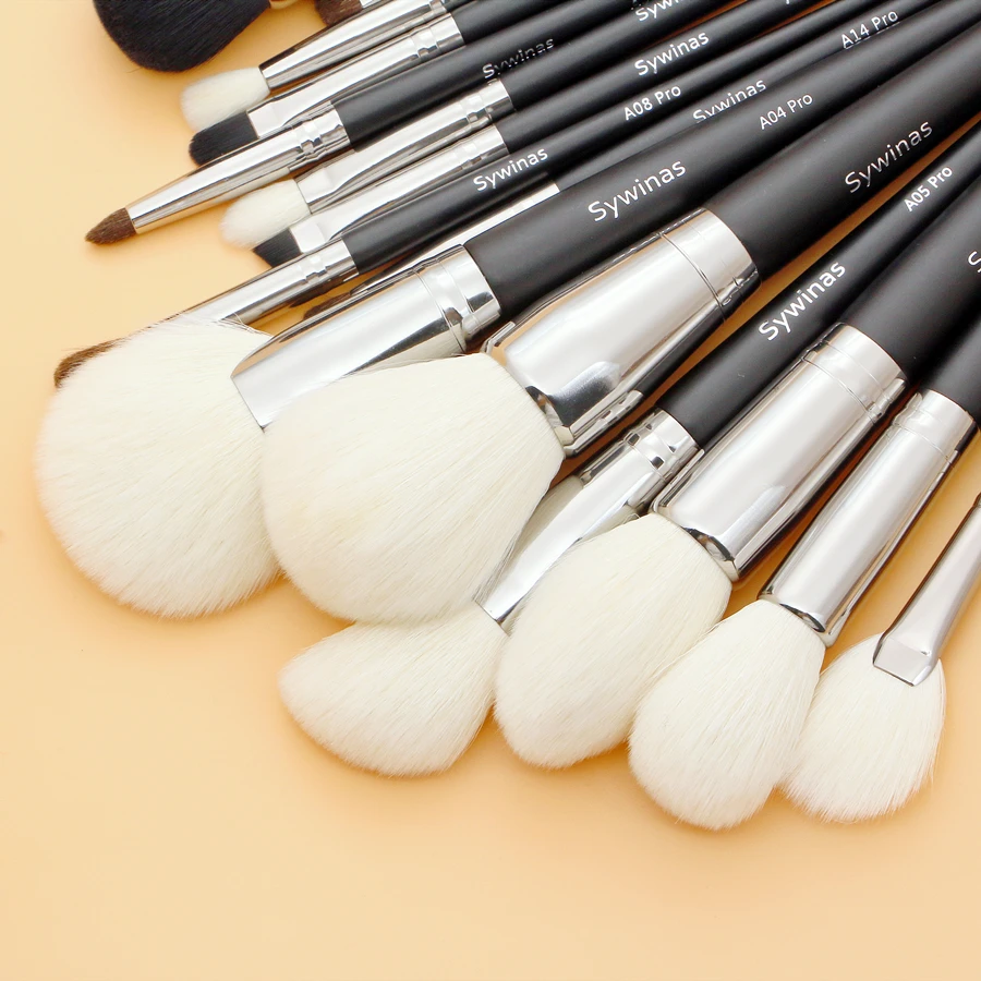 Sywinas Makeup Brush Set 15pcs New Arrivals Natural Goat Pony Hair Professional Makeup Brushes