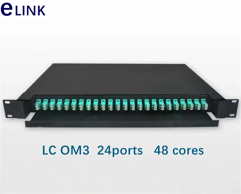 Fibra Óptica Splicing Box, OM3 96 núcleos, LC QUAD MM, totalmente com adaptador, Pigtail Metal Patch Panel, 19 "Inch Rack