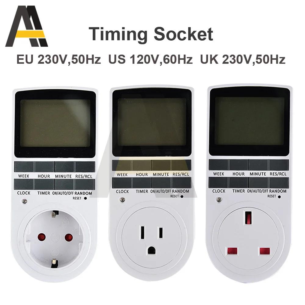 EU US UK Electronic Digital Timer Switch US FR BR Plug Kitchen Timer Socket Outlet 230V 110V 7 Day 12/24 Hour Electronic Timing