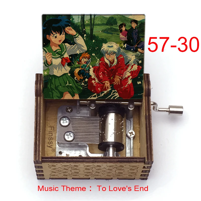 Anime Inuyasha music box Music Theme To Love\'s End Hand Wooden Kagome Kikyo Music Box Anime Fans Kids Students Birthday Gift