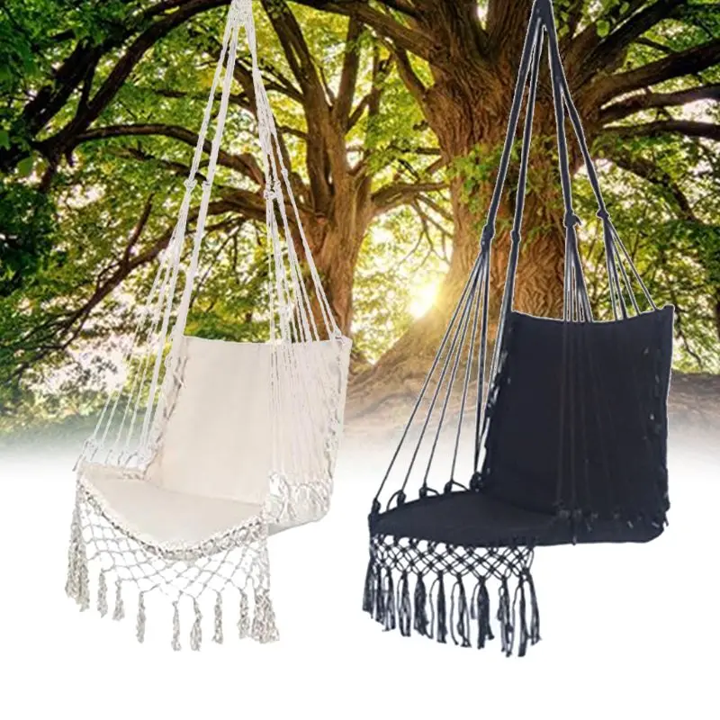 2024 New Hammock Chair Macrame Swing Hanging Cotton Rope Swing Chair Macrame Swing Hanging Chair for Indoor and Outdoor Use