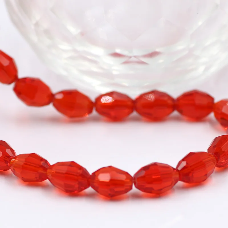 Glass Rice Beads Oval 4x6mm 6x8mm 8x11mm Crystal Faceted Loose Olive Beads For DIY Making Bracelet Wholesale In Bulk