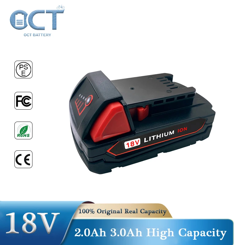 

3.0Ah 18V M18 for Milwaukee Replacement Battery Li-ion 48-11-1815 48-11-1860 48-11-1820 48-11-1850 48-11-1828 2.0Ah Power Tool