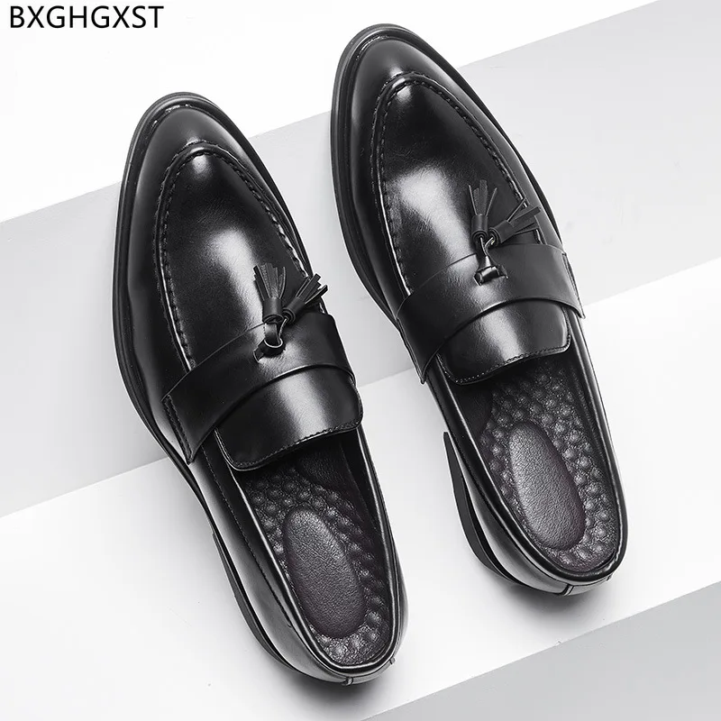 Black Penny Loafers Men Leather Shoes Men Designer Dress Shoes Men Fashion Italian Shoes Men Tassel Chaussure Zapatos De Hombre