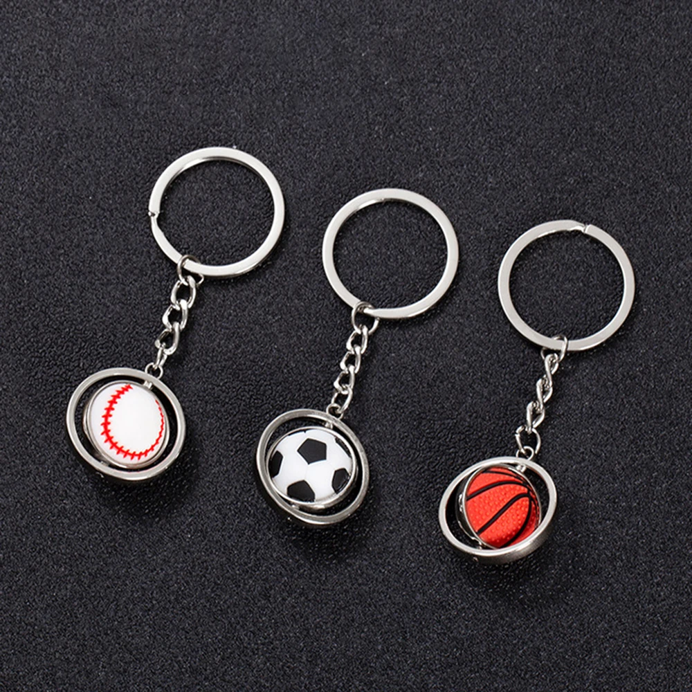 3D Sports Rotating Basketball Soccer Golf Football Baseball Keychain Keyring Ring Key Fob Ball Gifts Rotating Rugby Keychain