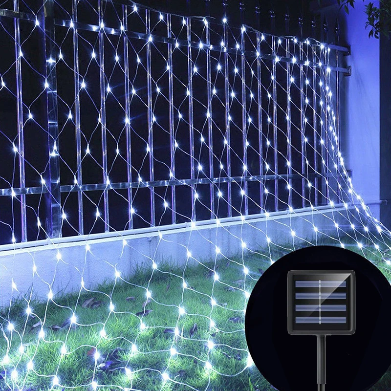 

Solar Power Net LED String Lights Waterproof 8Modes 1.1x1.1m 2X3M Curtain Fairy Lamp For Wedding Party Festival Christmas Decor