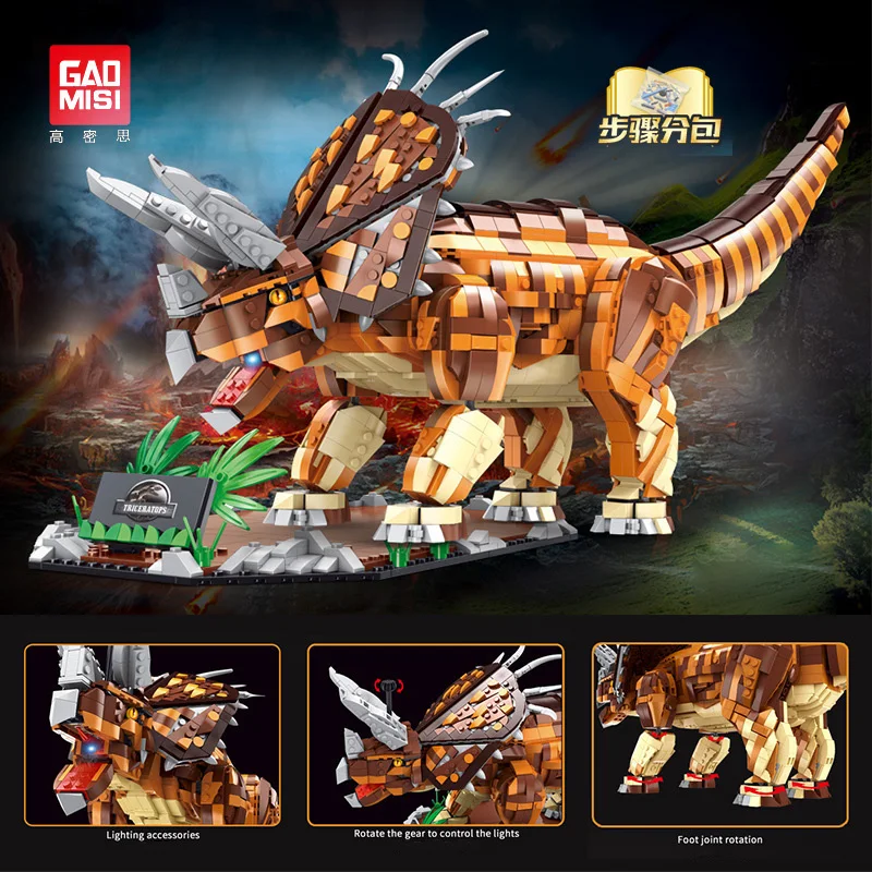 2000+PCS Large INDOMINUS REX Dinosaur Building Block Ceratosaurus Model Bricks Toys For Kids Friends Birthday Gifts Collection