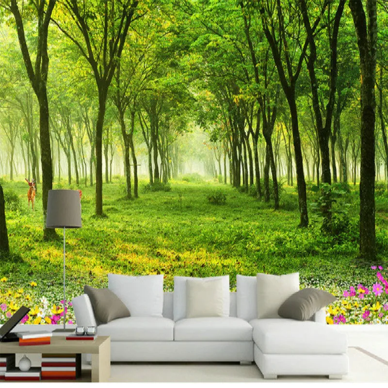 

Custom Woods Lined Road 3D Forest Landscape Photo Wallpapers for Living Room Bedroom Wall Paper Home Decor Mural Wallpaper 3D