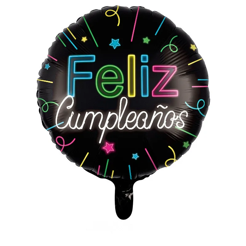 7Pcs18inch Spanish Happy Birthday Balloon Foil Round Feliz Cumpleanos Balloons Adult Birthday Party Decoration BabyShower Globos