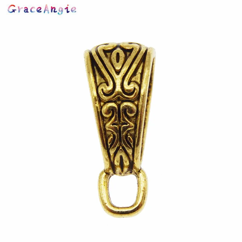 GraceAngie 20/26PCS Bail Beads Charms Antique Gold Color Tube Spacer Bead European Bracelet Pendant Jewelry Making Accessory