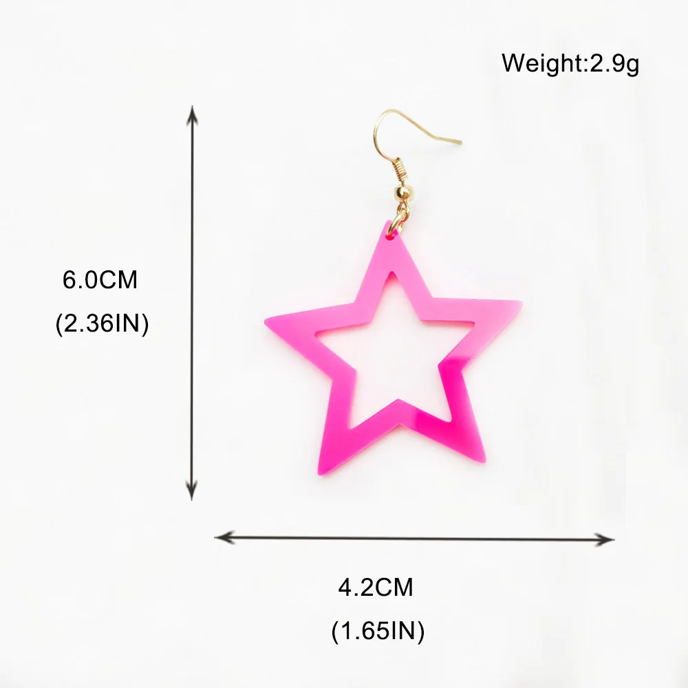 New Design Elegant Shiny Colorful Resin Acrylic Star Drop Earring For Women Gift Jewelry Accessories Lady Femme