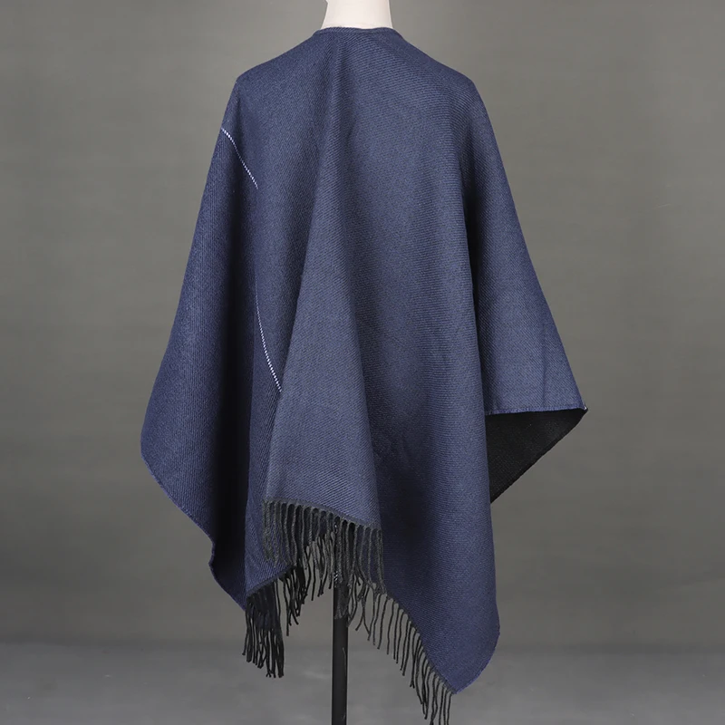 2024 Women's Cashmere Poncho Sweater V-neck Large Square Cape Coat Large Blanket Shawl Cardigan Tassel  Open Stitch  Casual - Image 3