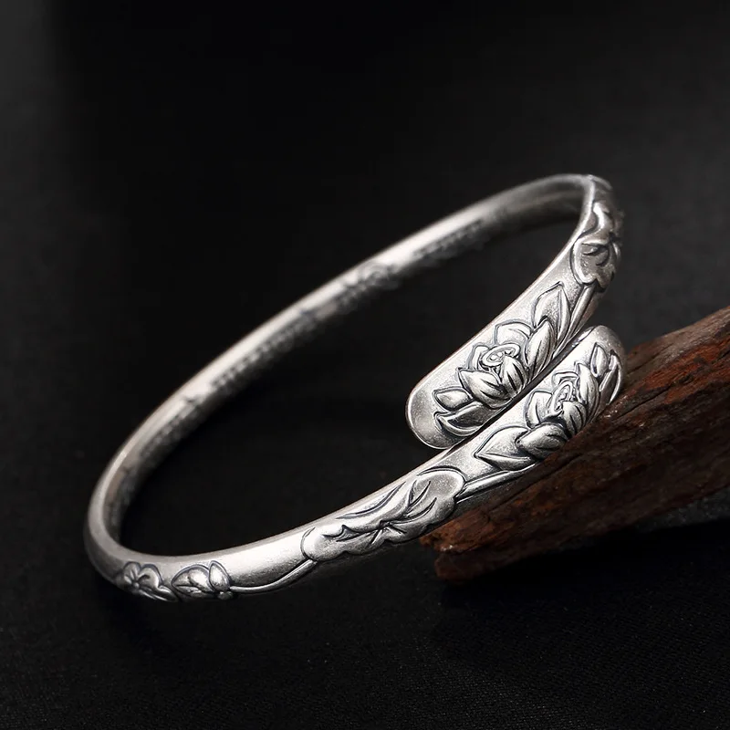 

★lotus female bracelet open fine silver bracelet birthday present solid web celebrity first act the role ofing is tasted