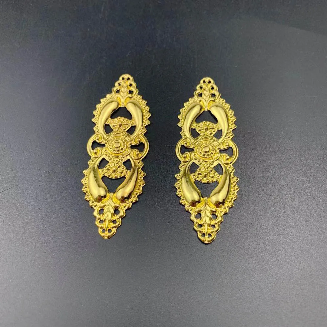 10 pcs/lot 26x80mm  Metal Filigree  Flowers Slice Charms base Setting Jewelry DIY Components Findings