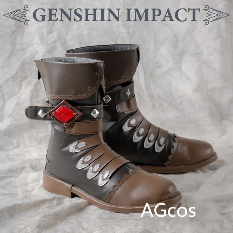 Genshin Impact Diluc Ragnvindr Cosplay Shoes Man Christmas Boots