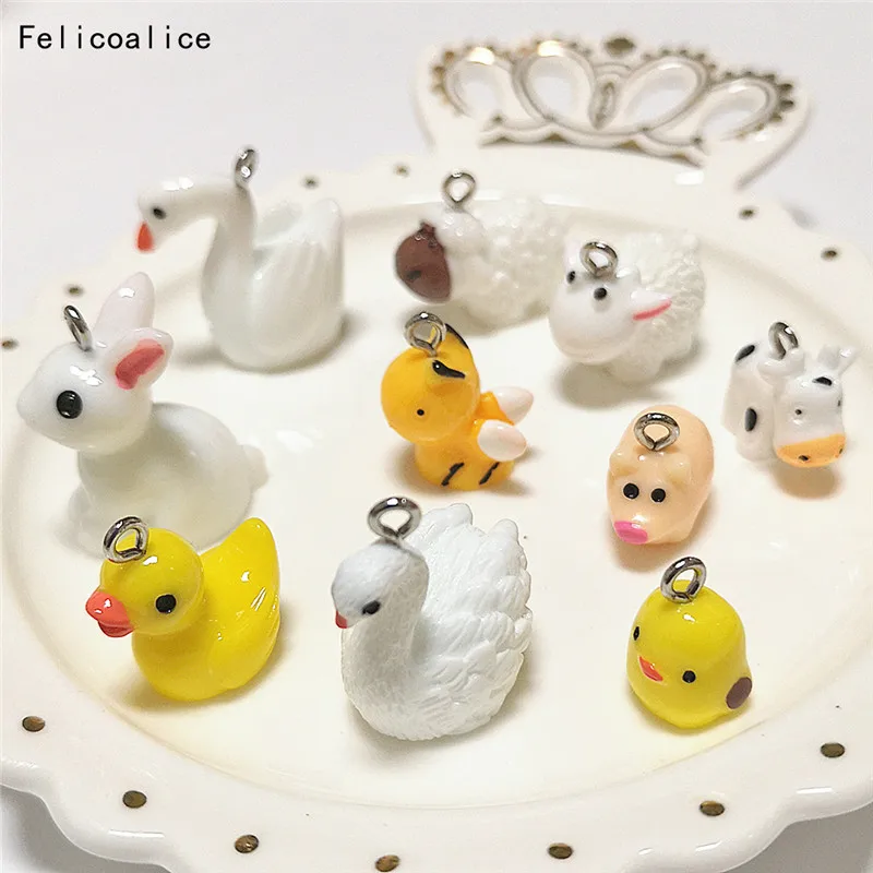 10pcs Resin Animal Charms Yellow Chick Pendants for Handmade Decoration Bracelets Necklace Earring Key Chain Jewelry Making