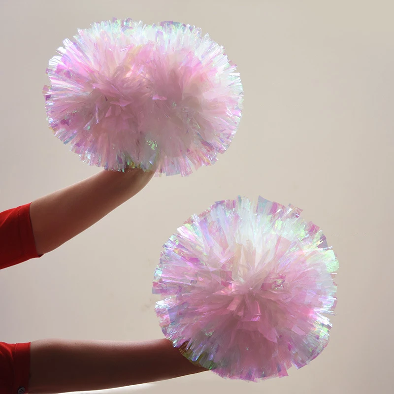 2 pieces colorfast rainbow Cheerleader  Pom Poms colorful Cheerleading Pompoms Cheer Pom Hand Flower Aerobics Balls Sports