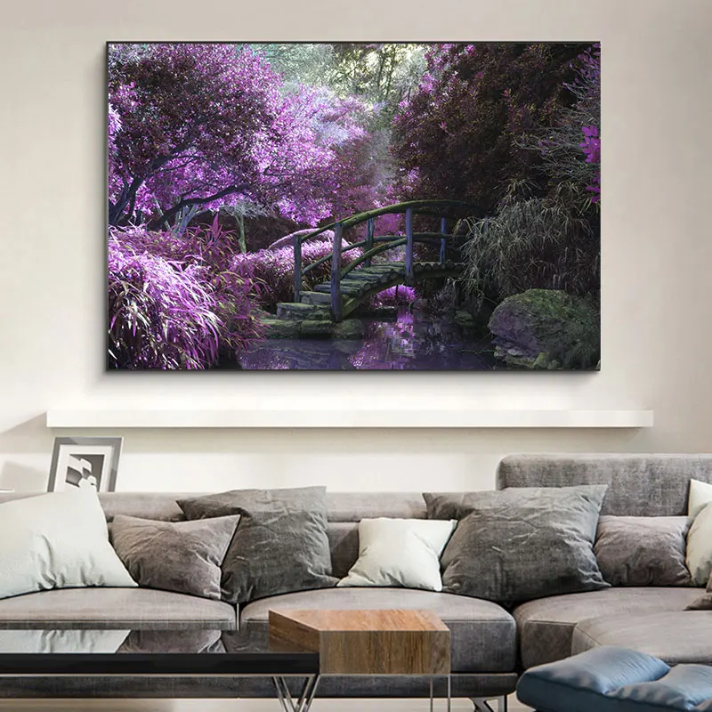 Modern Landscape Pictures Lavender Posters and Prints Purple Flower Canvas Painting for Living Room Home Decor Wall Art Cuadros