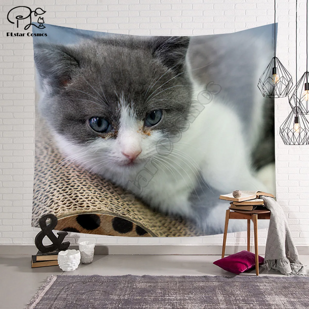 

Cute cat pattern Funny cartoon Blanket Tapestry 3D Printed Tapestrying Rectangular Home Decor Wall Hanging style-3