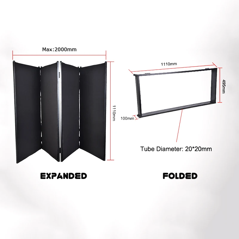 DJ Event Black Scrim Metal Frame Booth Foldable Exhibition Display Stand