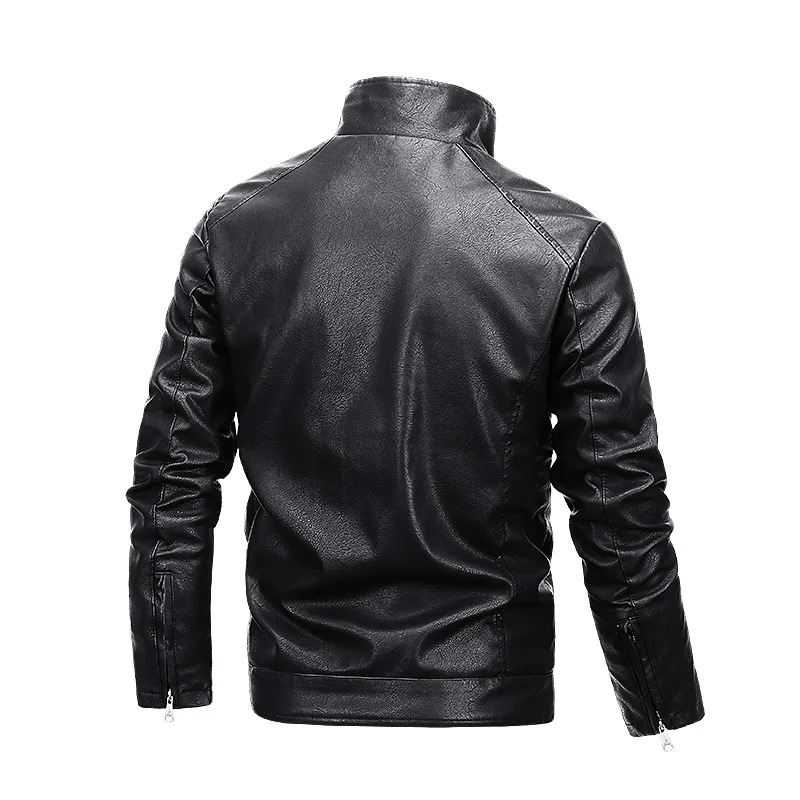 Men Leather Jacket Winter Vintage Motorcycle Jackets Men Fur Lined Faux Leather Jacket Man Coat Male Windproof Outwear MY586