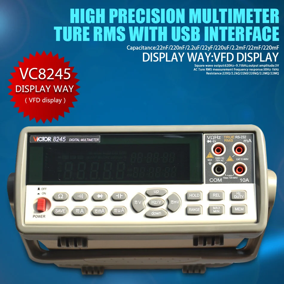 VC8245 4 1/2 Bench Desktop Display With High Precision Digital MULTIMETER Ture RMS With USB Interface