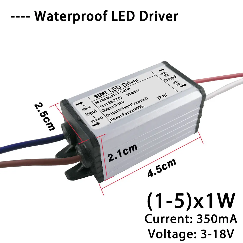 

1-5x1W LED Driver 300mA DC 3-18V Waterproof Power Supply for DIY Lighting IP67 No Flicker 1W 3W 5W Bulb Light Transformers