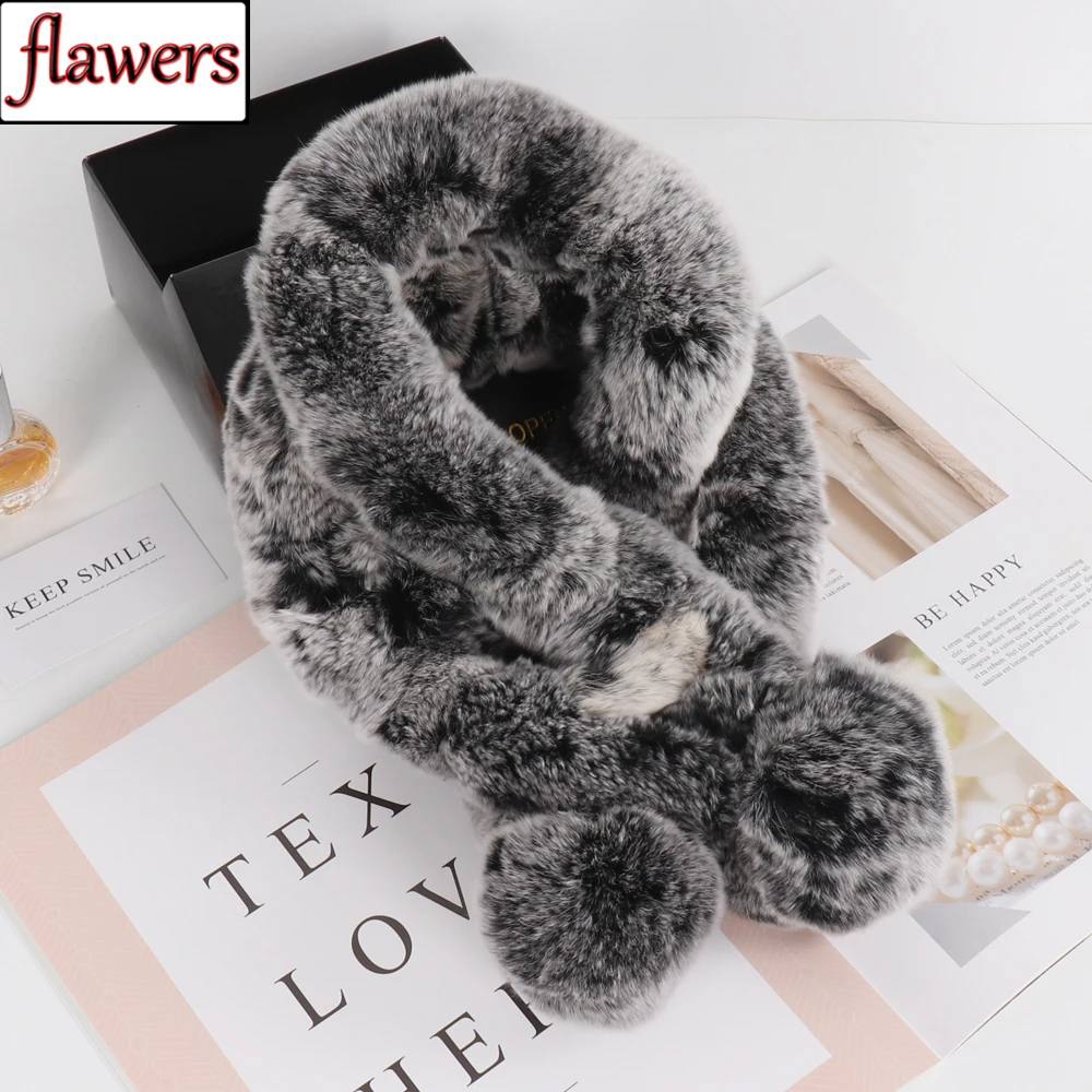 

New Women Winter Warm Real Rex Rabbit Fur Scarf Natural Knitted Rex Rabbit Fur Scarves Lady Quality 100% Real Rabbit Fur Muffler