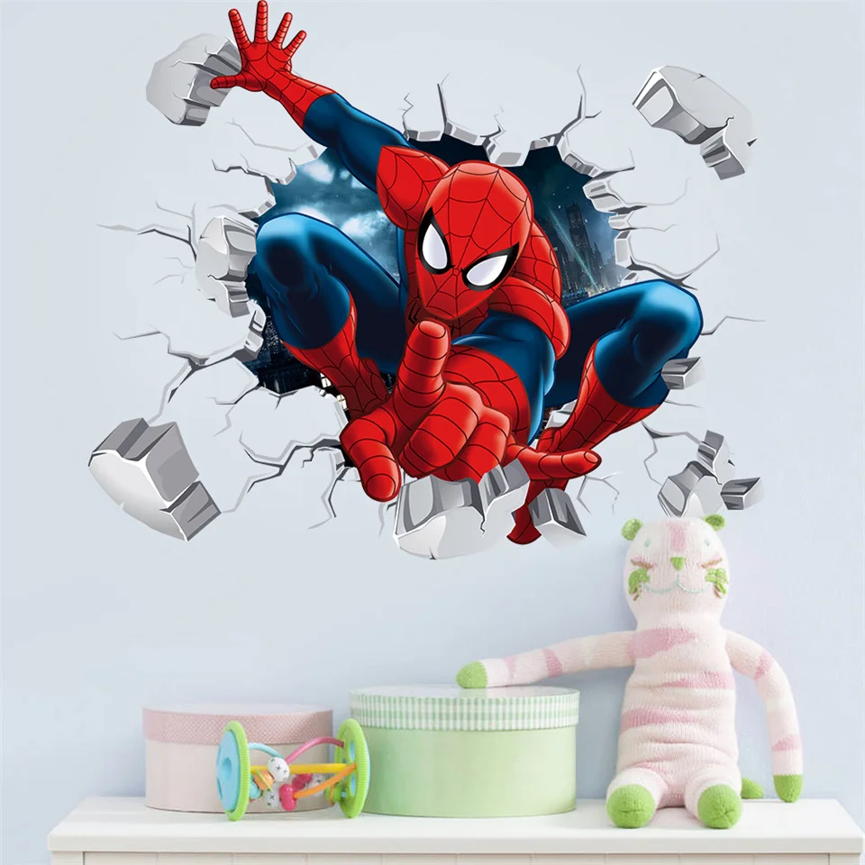 Adesivo murale 3D Spiderman per camera dei ragazzi adesivo per camera da letto per bambini vinile murale Spider Man gesto classico murale regalo