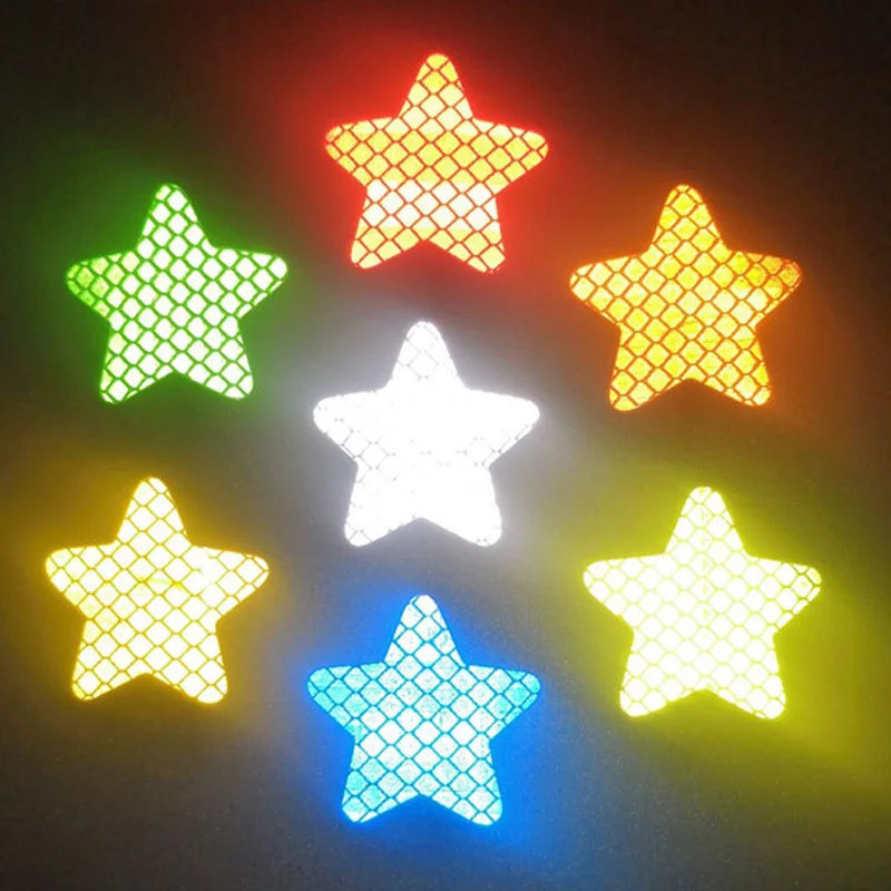 100 Pcs Reflector Stickers Pentagram Reflective Warning Strip Tape Car Styling Car Bumper Reflective Strips Accessories