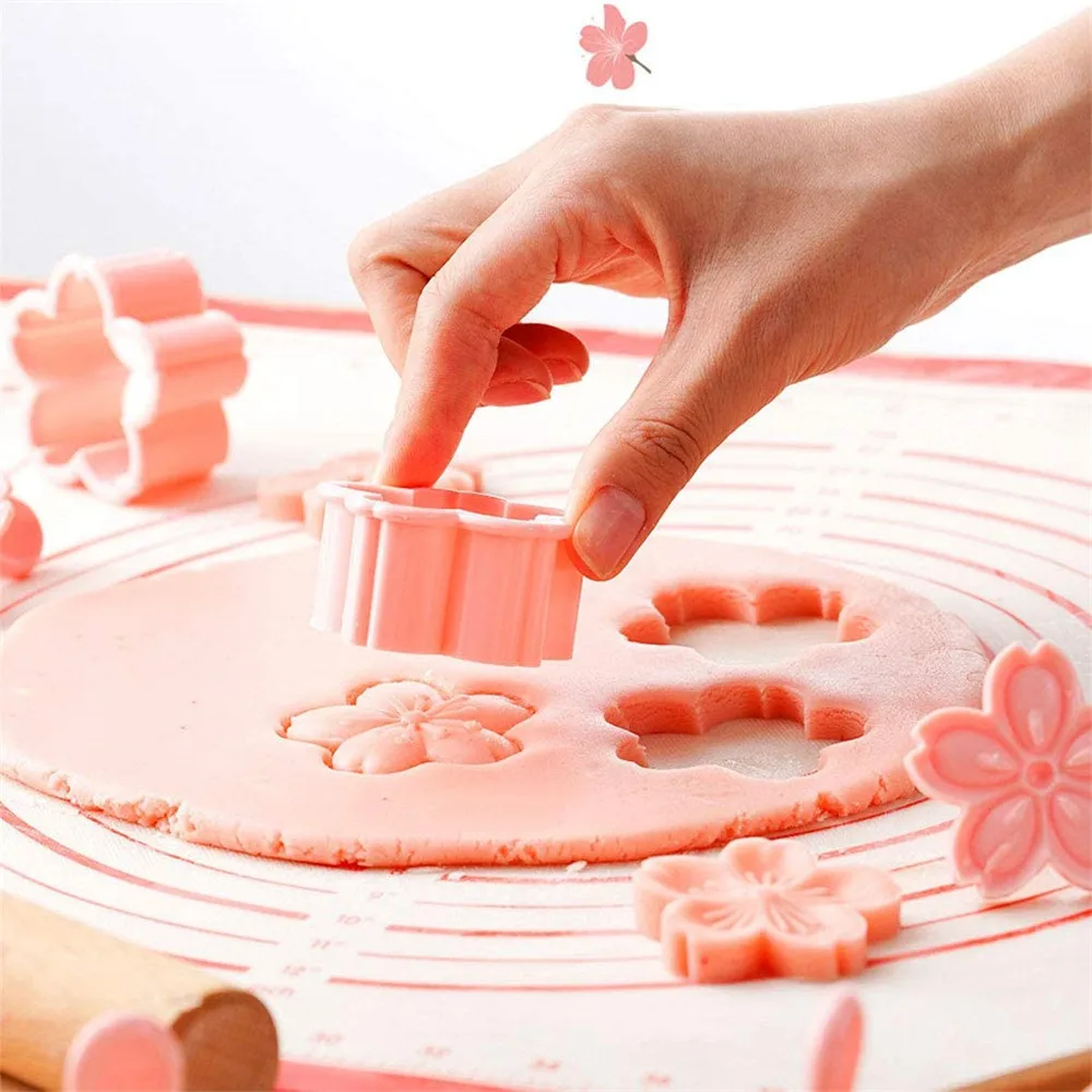 Cookie Stamp Biscuit Embosser Cherry Blossom Mold Press Cutter Cake Decorating Tool Fondant Chocolate Bakery Pastry Accessories