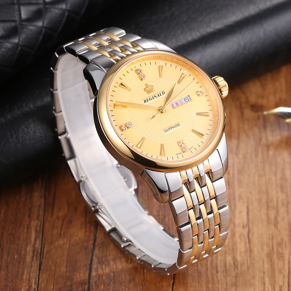 

Top Brand Luxury REGINALD Watch Date Day Mens Watches Stainless Steel Watch Men Man Quartz Watch erkek kol saati horloges mannen