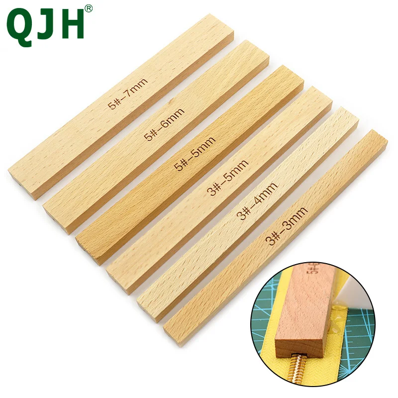 QJH DIY Handmade Leather Tools for 3#5# Zipper Gluing Anti-overflow Ruler Wood Zippers Glue Tool Sewing Accessories