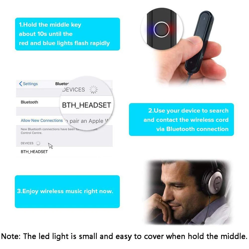 Bluetooth 5.0 Stereo Tay A2DP Adapter Thu Cho Tai Nghe Nhét Tai Audio Technica ATH-M50X ATH-M40X ATH-M70X ATH-M60X ATH M70X Tai Nghe