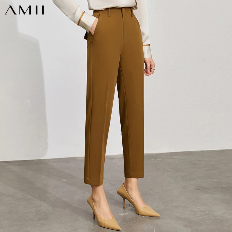 Amii Minimalism Blazer Pants For Women Summer High Waist Office Lady Slim Solid Womens Straight Pants Female Bottom 12145226