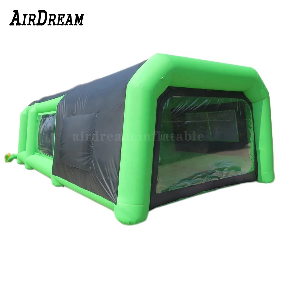 Hoge Kwaliteit Groene Opblaasbare Spuitcabine Blow Up Auto Vrachtwagen Paint Booth Schilderij Tent Opblaasbare Auto Garage Tent Te Koop