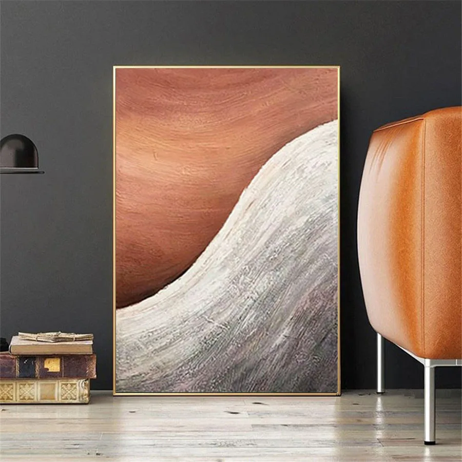 100% Handmade High-quality abstract Oil Painting Color contrast orange brown Canvas Art Artwork Living Room wall Decoration